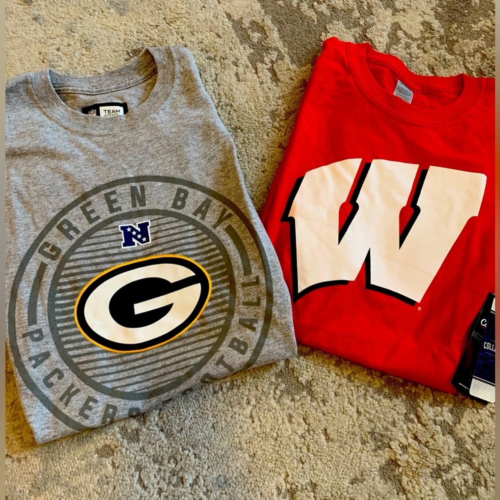 Wisconsin Gear! Greenbay Packers and Wisconsin Badgers Tees 🏈💚💛❤️🖤🏈